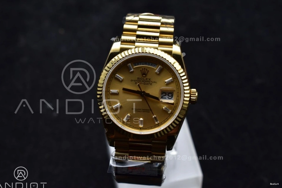 President Best vr3255 V5 on Stick Diamond 904L Gold 36 QF (Gain Dial Steel Weight) Bracelet with Edition DayDate YG 0211